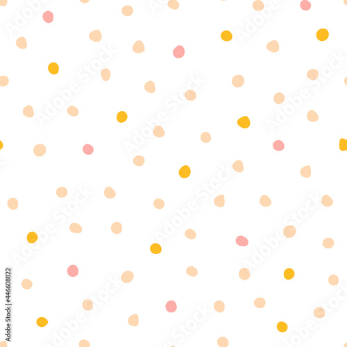 Cute abstract background with spots. Seamless vector pattern for baby nursery and children's wallpapers in the Scandinavian style