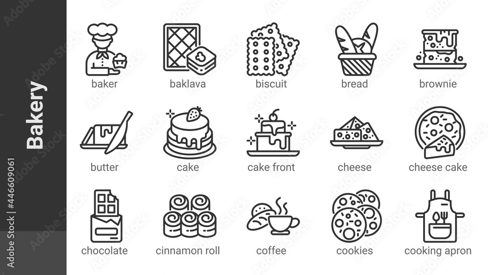 Bakery 1 icon, isolated bakery outline icon in light grey background,  perfect for website, blog, logo, graphic design, social media, UI, mobile  app, EPS 10 vector illustration Stock Vector