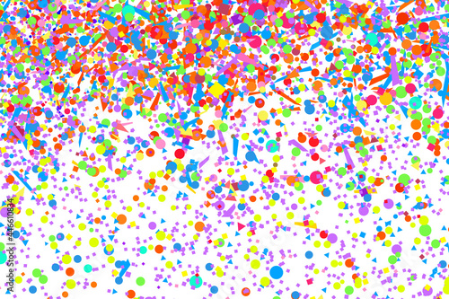 Wallpaper with multicolored confetti. Pattern for design. Background with glitters on white. Print for polygraphy, posters, banners and textiles. Greeting cards