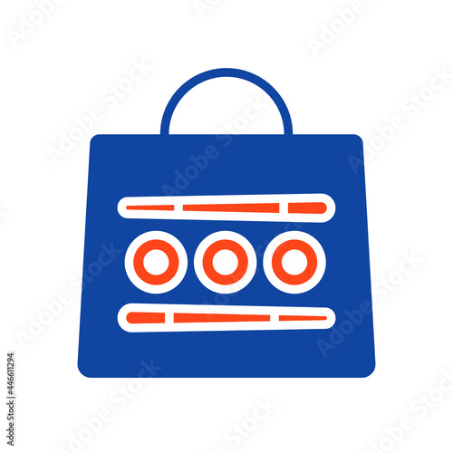 Sushi delivery glyph icon. Bag for sushi delivery