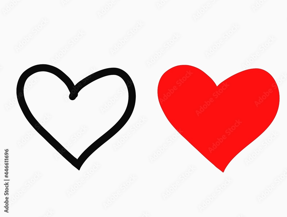 black red hearts on a white background