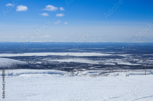 arctic winter landscape from the mountain above the Arctic Circle © dimmushu