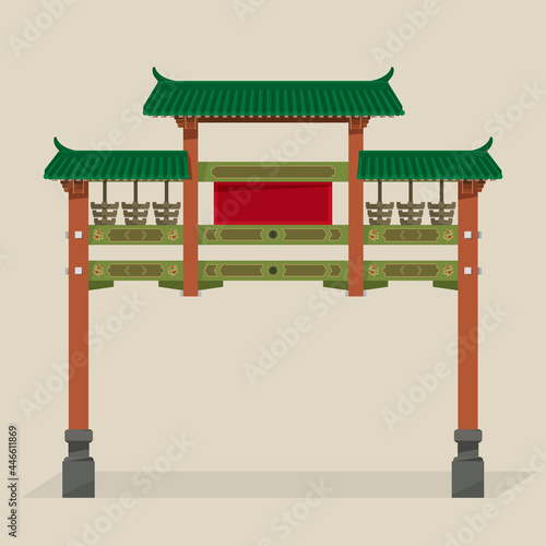 Vector illustration of a traditional-style Chinese gate