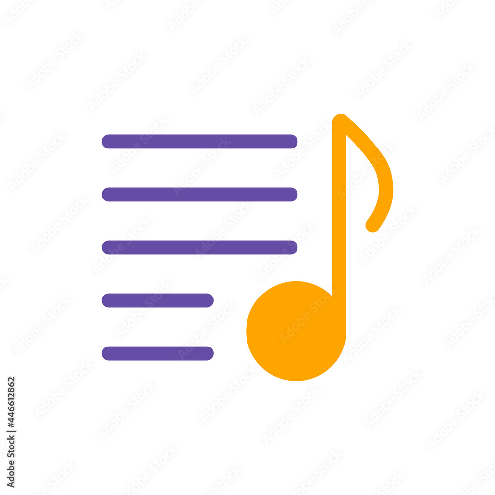 Music playlist vector icon. Musical note and list Music playlist vector icon. Musical note and list