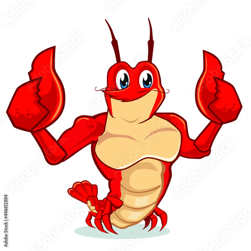 lobster mascot cartoon in vector