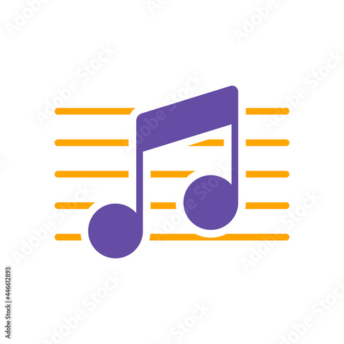 Stave and music notes vector glyph icon