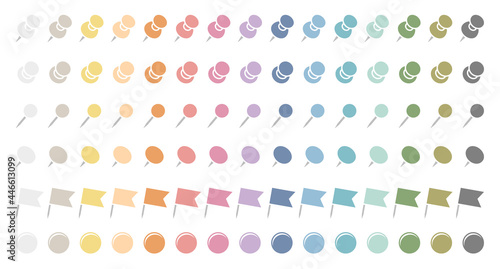 Set Fünfzehn Bunte Grafische Pins Nadeln Fahnen Und Magnete