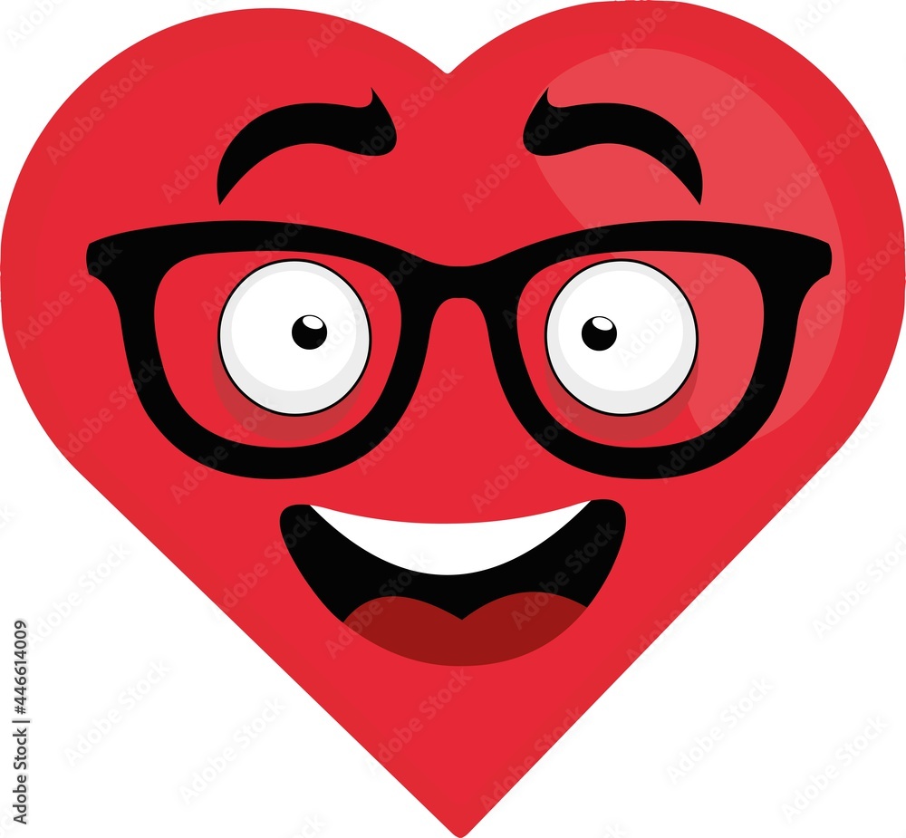 Vector illustration of cartoon character emoticon in the shape of a heart with glasses
Vector illustration of cartoon character emoticon in the shape of a heart with glasses