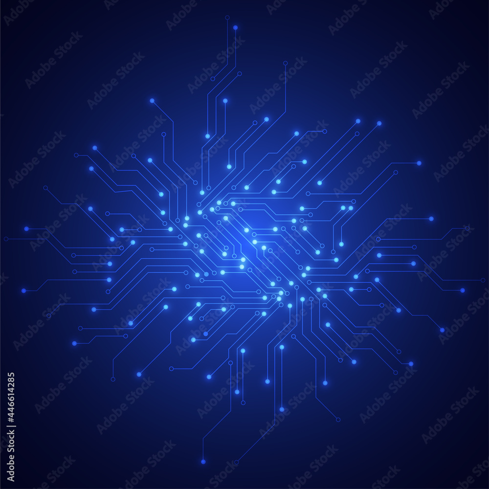 Fototapeta premium Abstract technology circuit board texture. Electronic motherboard. Communication and engineering concept. Vector illustration