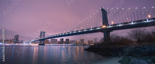 Manhattan bridge at dusk, New York City.
