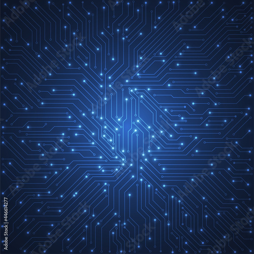 Abstract technology circuit board texture. Electronic motherboard. Communication and engineering concept. Vector illustration