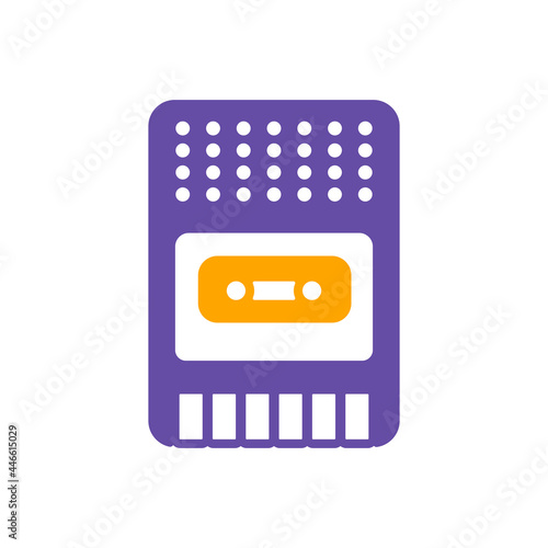 Vintage audio tape recorder vector glyph icon