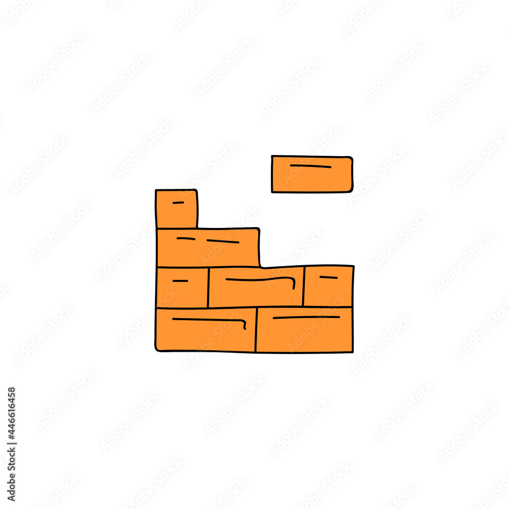 Brick build, brick wall icon in color icon, isolated on white background Brick build, brick wall icon in color icon, isolated on white background