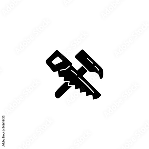 Carpentry, wood repair, icon in solid black flat shape glyph icon, isolated on white background 