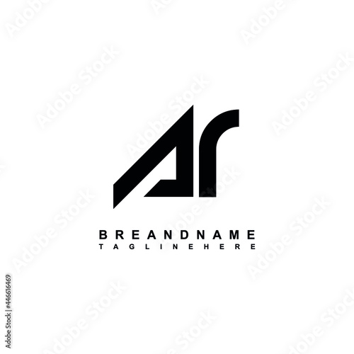 AR letter logo vector design with black color