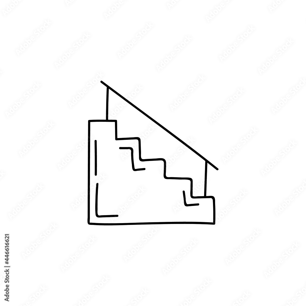 Ladder stair, staircase icon in flat black line style, isolated on white background Ladder stair, staircase icon in flat black line style, isolated on white background