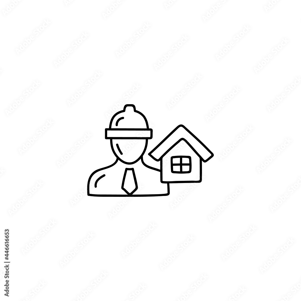 architecture engineer professional icon in flat black line style, isolated on white background architecture engineer professional icon in flat black line style, isolated on white background
