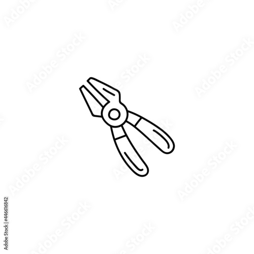 Pliers icon in flat black line style, isolated on white background 