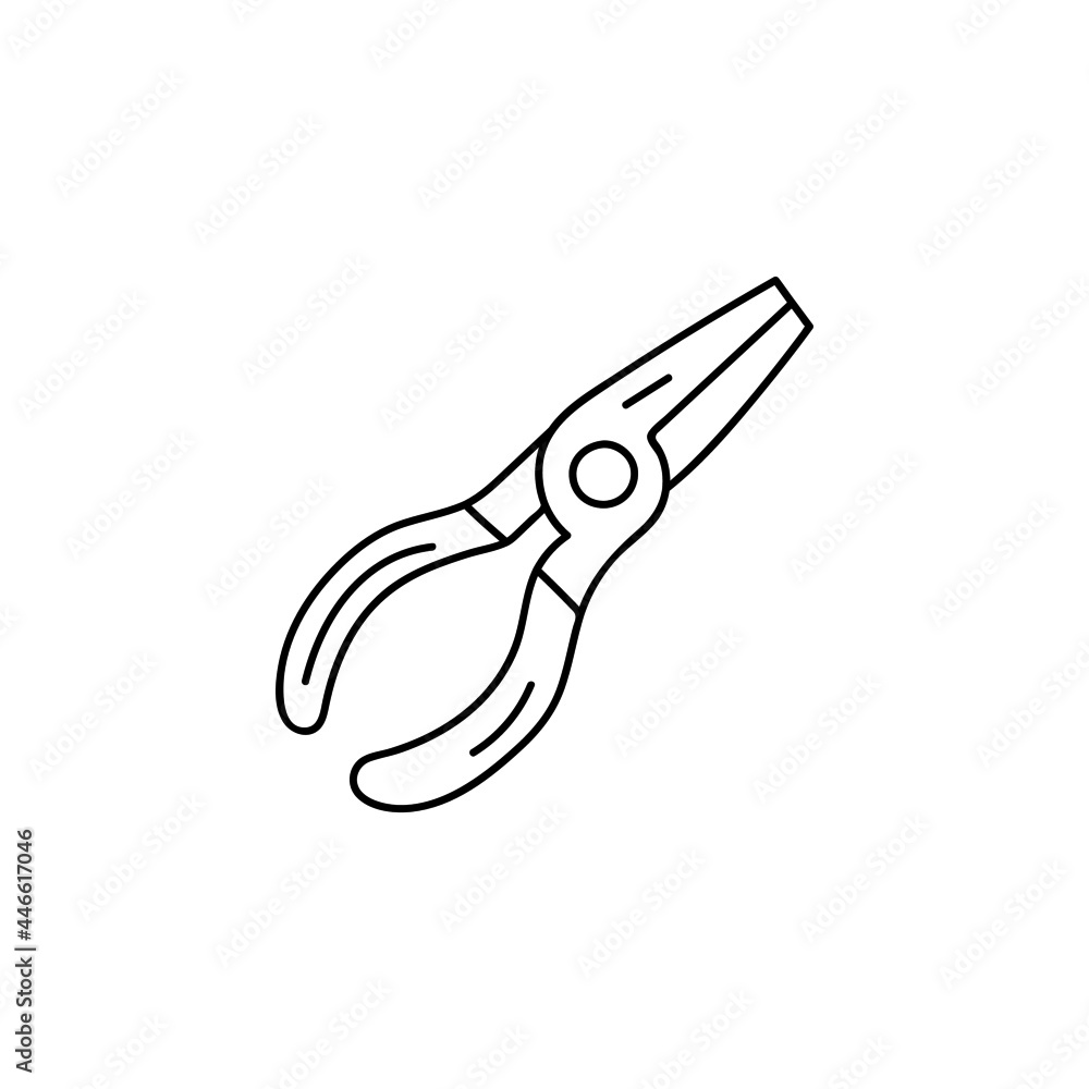 Pliers icon in flat black line style, isolated on white background Pliers icon in flat black line style, isolated on white background