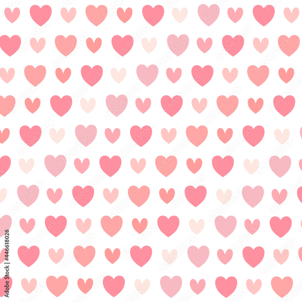 Seamless pattern, hand drawn doodle hearts, Pastel color collection