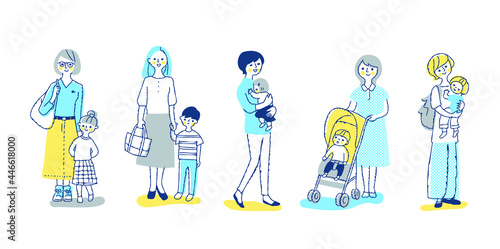 複数のママと子供　全身　セット
