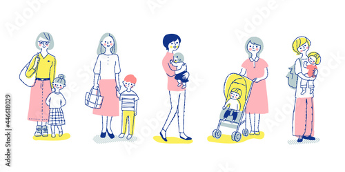 複数のママと子供　全身　セット