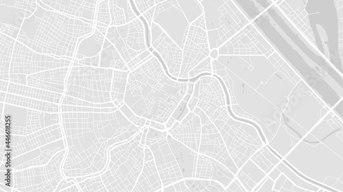 White and light grey Vienna City area vector background map, streets and water cartography illustration.