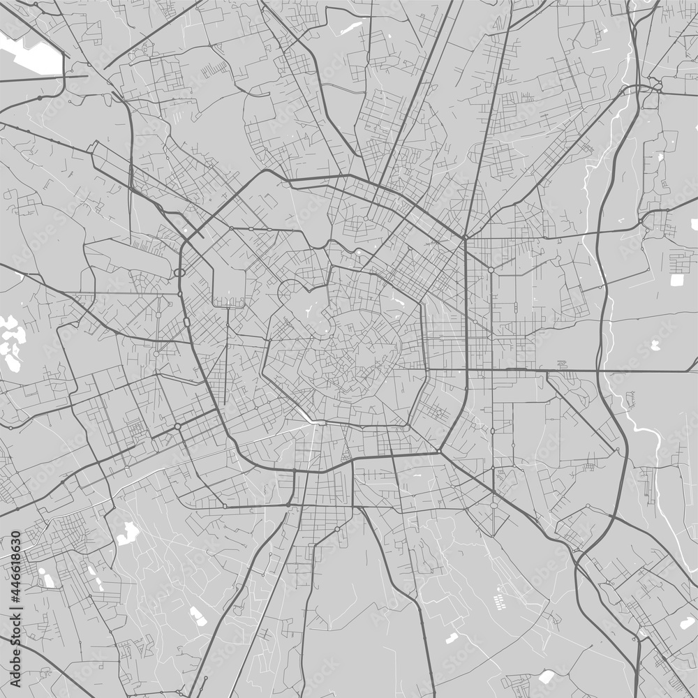 Urban city map of Milan. Vector poster. Black grayscale street map.