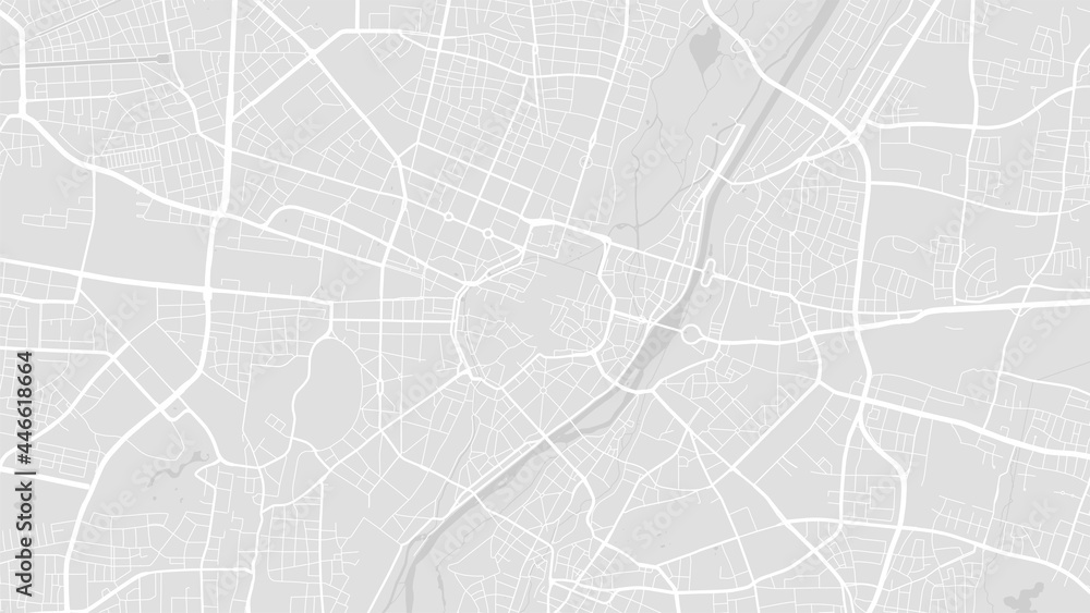 Obraz premium White and light grey Munich City area vector background map, streets and water cartography illustration.