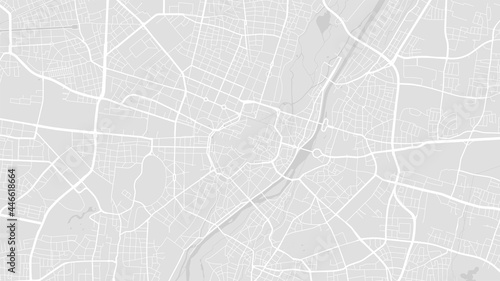 White and light grey Munich City area vector background map, streets and water cartography illustration.