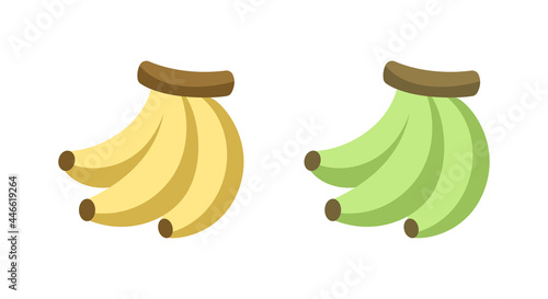 Simple cute ripe and unripe banana icon set. Fruit flat vector illustration clipart design.