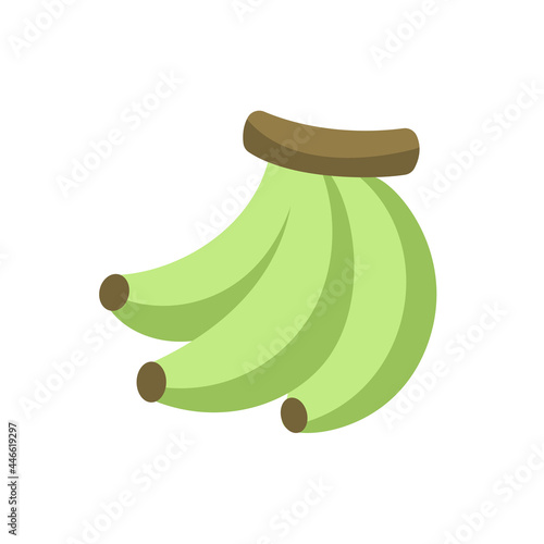 Simple cute unripe green banana icon. Fruit flat vector illustration clipart design.