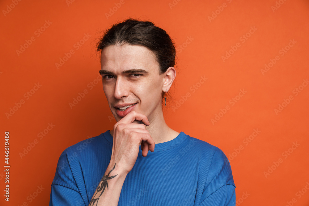 Portrait of a pensive confused young white casual man Portrait of a pensive confused young white casual man