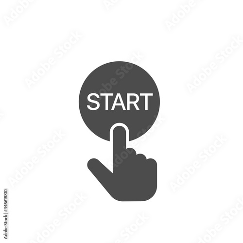 Finger pressing start button icon Hand pushing button