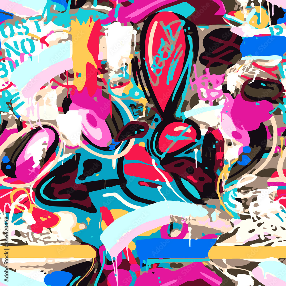 Naklejka premium Graffiti pattern, street art, colorful pattern