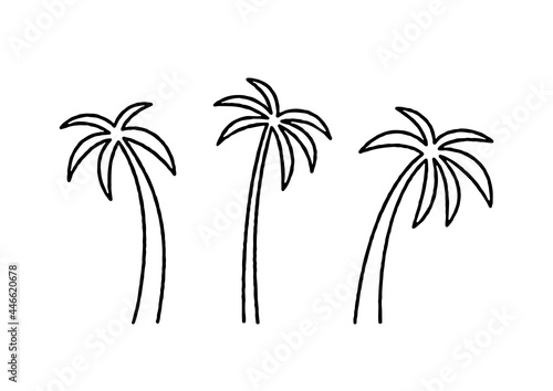 Hand drawn vector palm trees with rough edges. Tropical icon  summer vector line art illustration isolated on white. Abstract summer and vacation element. Use for logos  posters and travel design