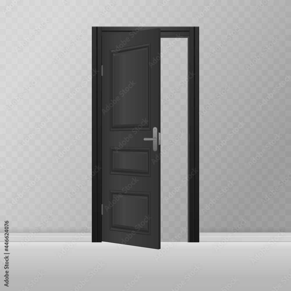 Open, closed front door of the house. Open, closed front door of the house.