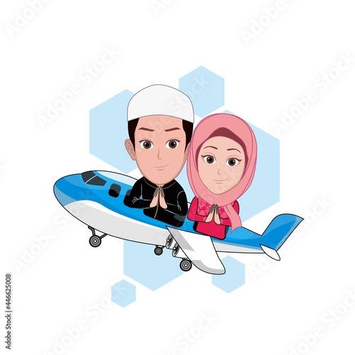 cartoon caricature a couple of lovers on an airplane