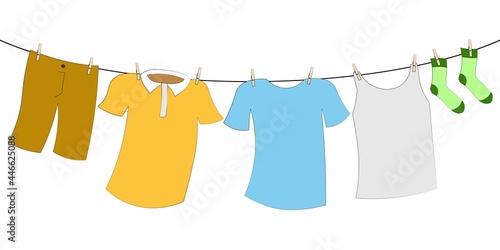 colorful hanging laundry vector decorative garland isolated on white background