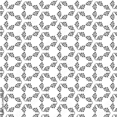 Wallpaper Mural Geometric abstraction pattern with flowers. Black on white . Seamless black and white background . Torontodigital.ca