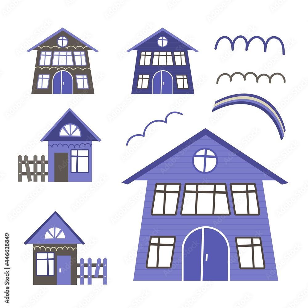 A set of houses vector illustration. In a flat style for printing on textiles and souvenirs.