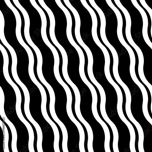 Wavy lines seamless pattern. Angled jagged stripes ornament. Linear waves motif. Diagonal curves print. Striped background. Tilted broken line shapes wallpaper. Slanted zigzag stripe figures. Vector.