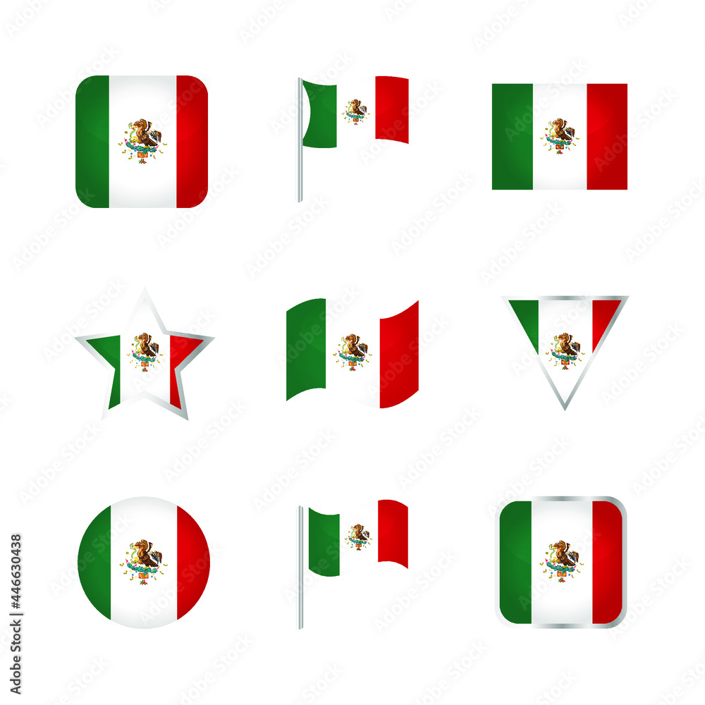 Naklejka premium Mexico Flag Icons Set