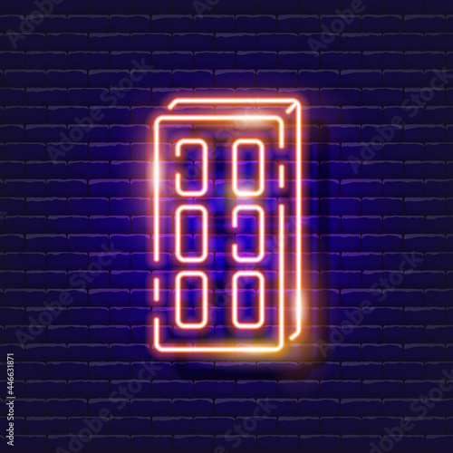 Concrete block neon icon. Vector illustration for design. Repair tool glowing sign. Construction tools concept.