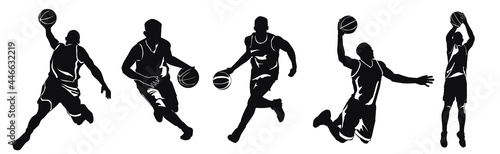 4 Basketball player silhouette set