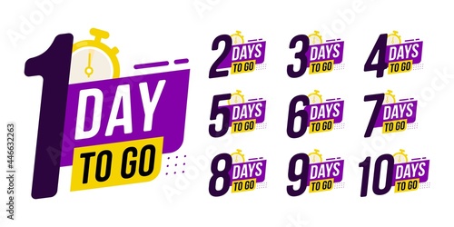 Countdown sign timer counter. Number Days to go badges for event coming vector illustration