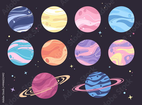 Panet illustrations, abstract cartoon style drawings