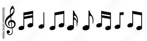 Music notes icons set.Music notes symbol.Black notes symbol on white background. Vector illustration