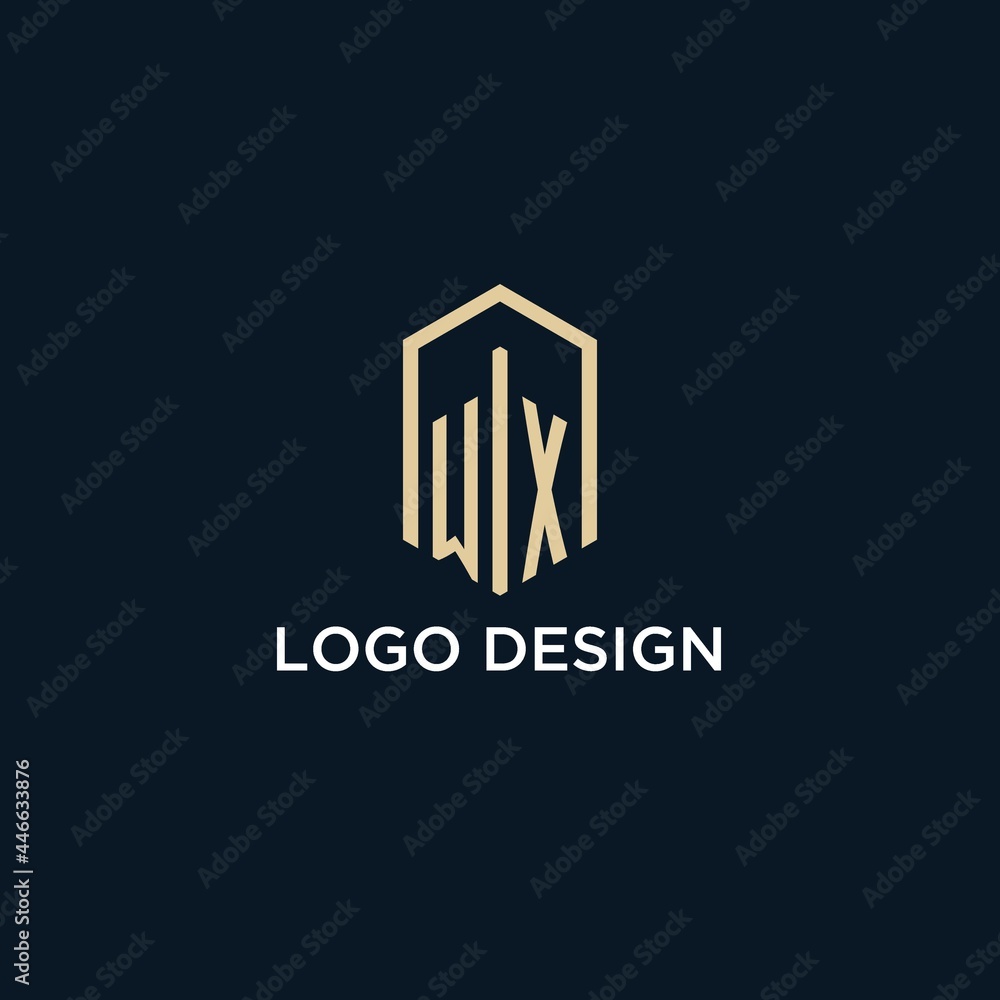 WX initial monogram logo with hexagonal shape style, real estate logo ...