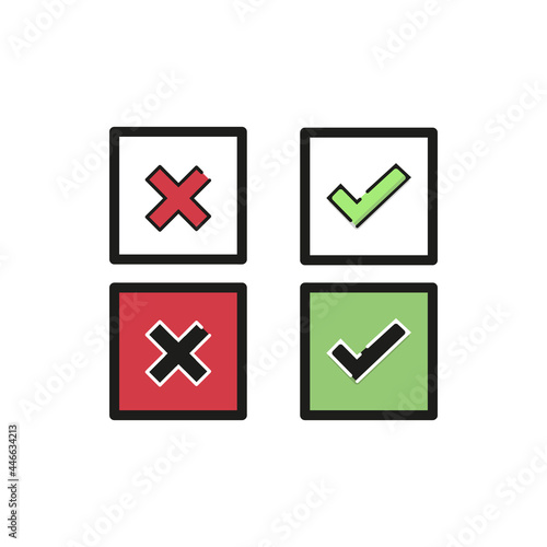 Check mark and cross icon vector illustration